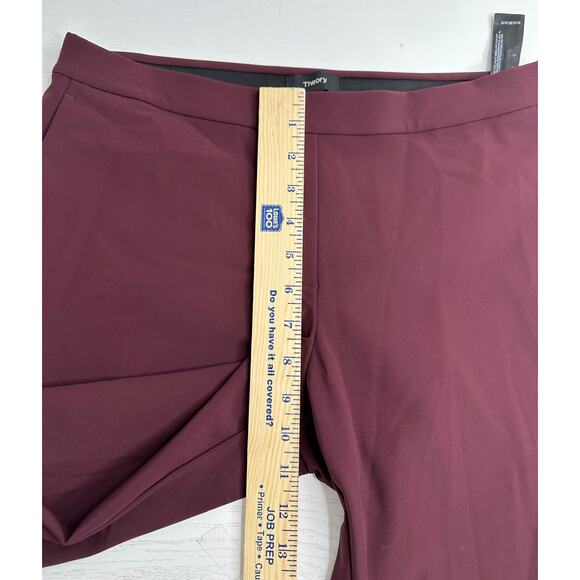 Theory Burgundy Red Dress Pants High Elastic Waist Stretch Business Workwear 6 - Picture 8 of 9